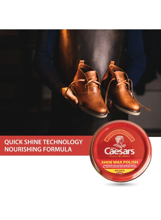 Habro Caesar Shoe Wax Polish Brown Water Repellent Restores Color 50 ML - Image 4